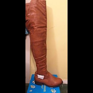 Brown thigh high boots